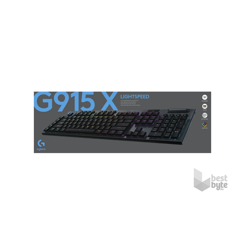 Logitech G915 X LIGHTSPEED US vezeték nélküli fekete billentyűzet