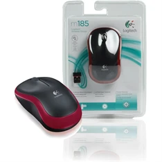 Logitech M185 vezeték nélküli piros notebook egér