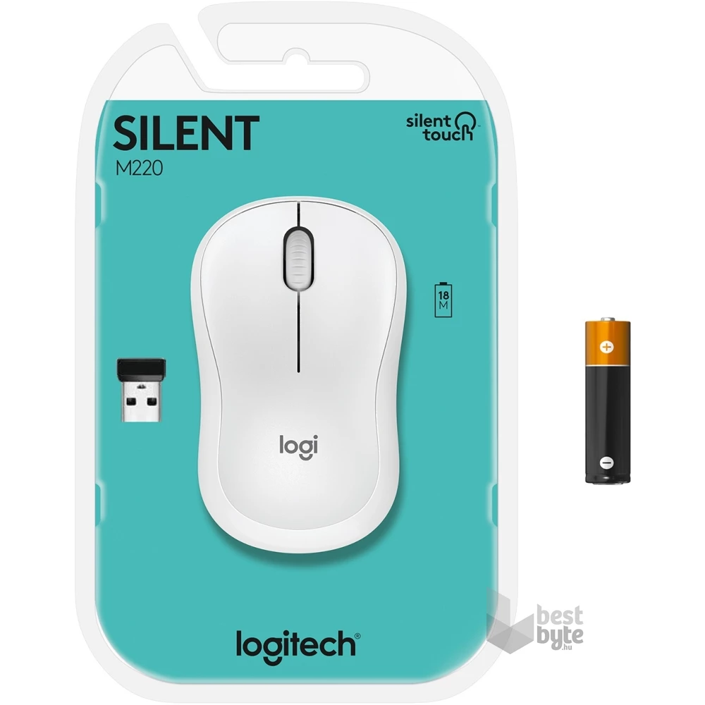 Logitech M220 Silent vezeték nélküli fehér egér