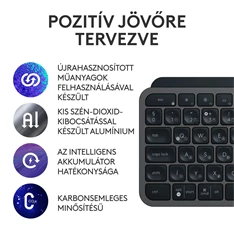 Logitech MX Keys S Plus US fekete billentyűzet