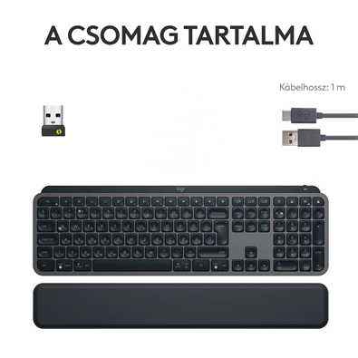 Logitech MX Keys S Plus US fekete billentyűzet
