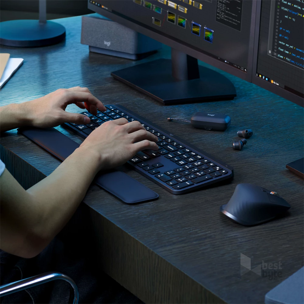 Logitech  MX Keys S lézergravírozott magyar kiosztású grafitszürke vezeték nélküli billentyűzet