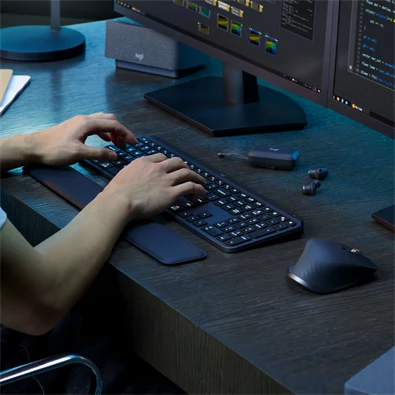 Logitech  MX Keys S lézergravírozott magyar kiosztású grafitszürke vezeték nélküli billentyűzet