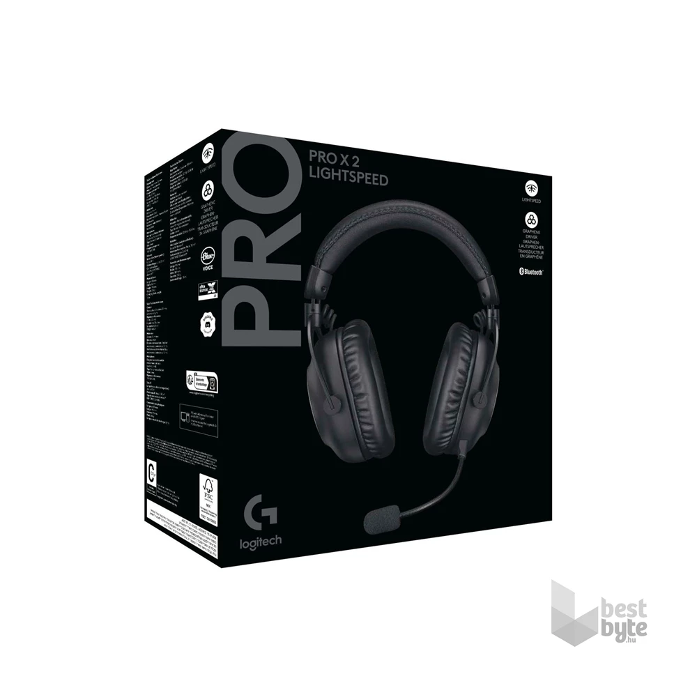 Logitech PRO X 2 LIGHTSPEED Wireless fekete gamer headset