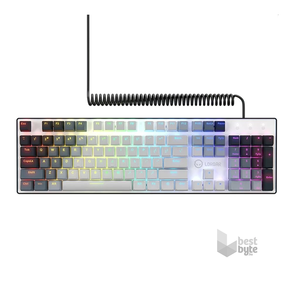 Lorgar Azar 514 RGB, fehér vezetékes mechanikus gamer billentyűzet
