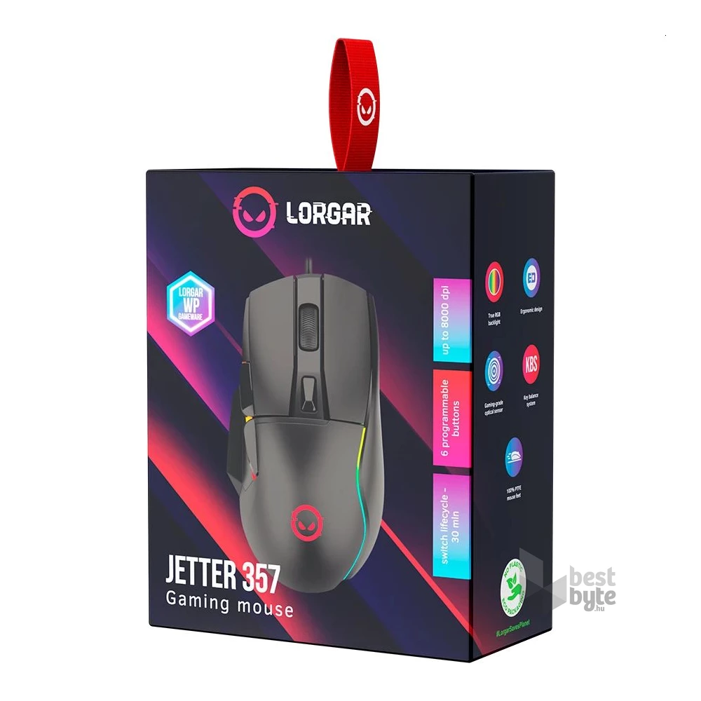 Lorgar Jetter 357 RGB fekete gamer egér
