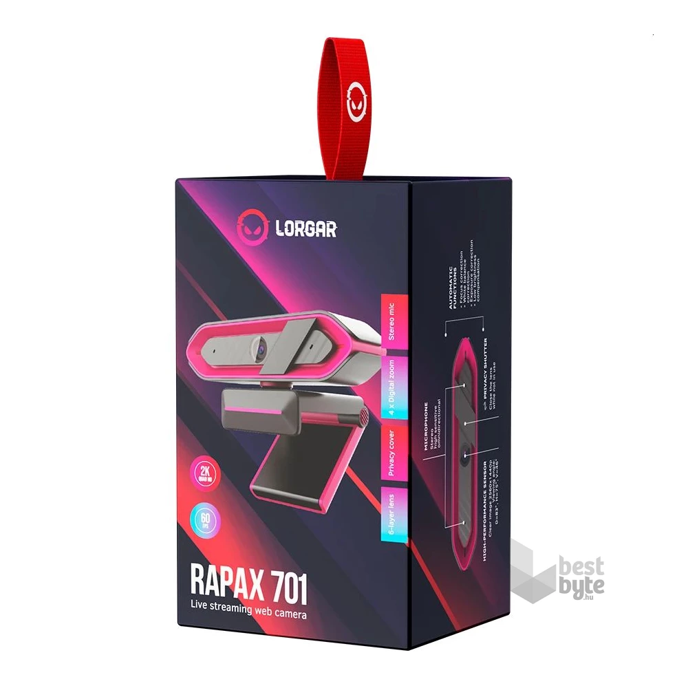 Lorgar Rapax 701 QHD 1440p pink webkamera