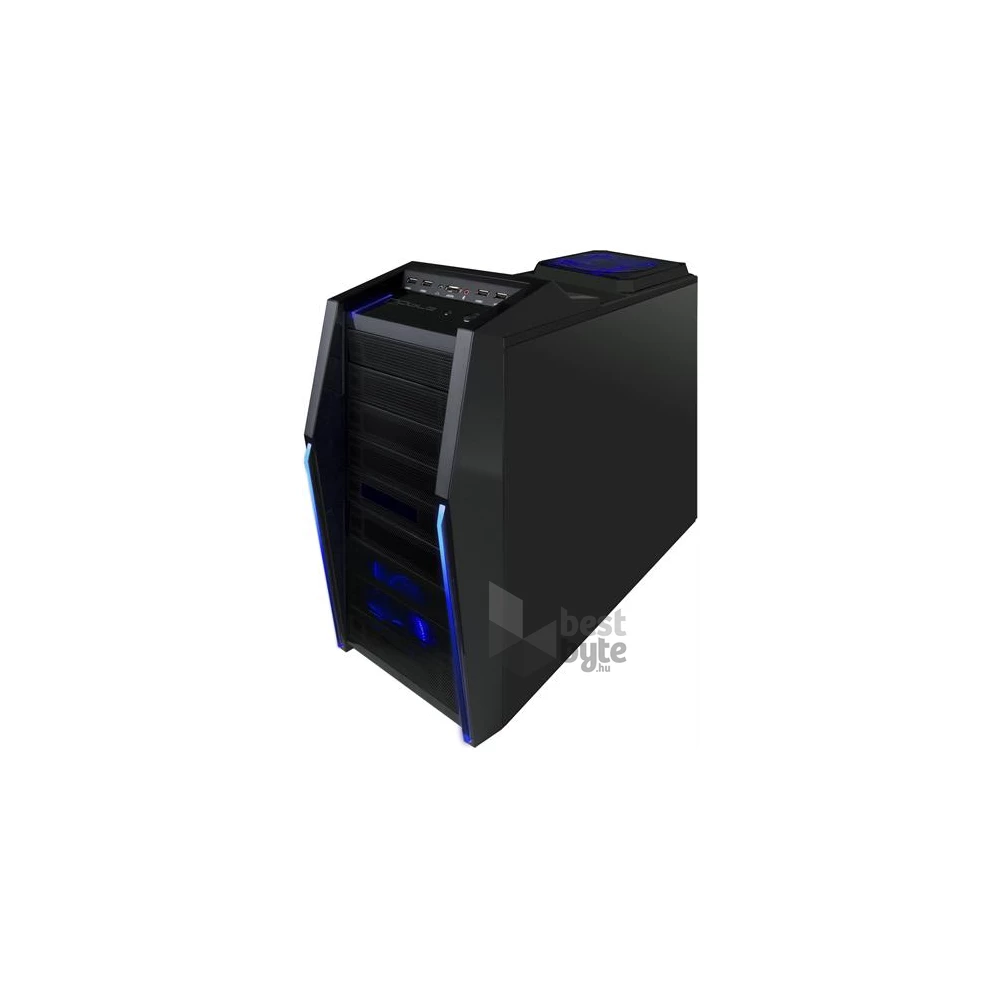 M-Tech NOB09A-BK BLUE LED táp nélküli fekete ATX ház