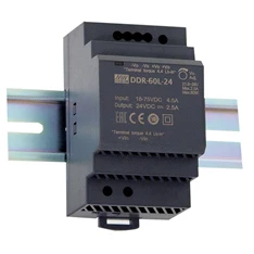 MEAN WELL DDR-60G-24 24VDC 2,5A 60W 4kV-ig szigetelt 1 kimenetű DC/DC konverter