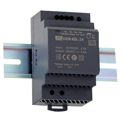 MEAN WELL DDR-60G-24 24VDC 2,5A 60W 4kV-ig szigetelt 1 kimenetű DC/DC konverter