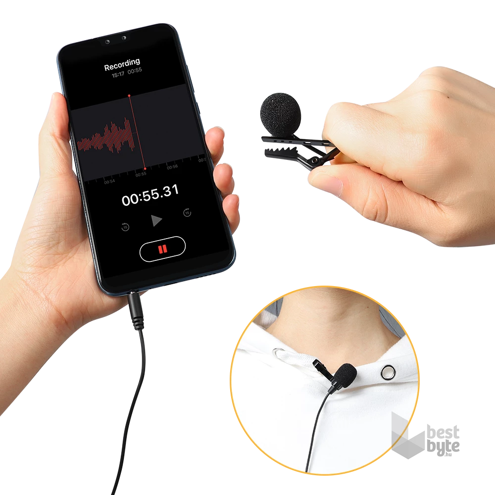 SBOX PM-402 Csiptethető mikrofon, 3.5 mm