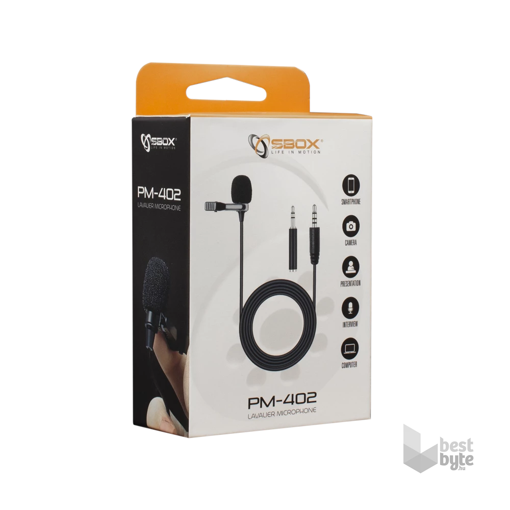 SBOX PM-402 Csiptethető mikrofon, 3.5 mm