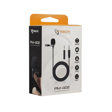 SBOX PM-402 Csiptethető mikrofon, 3.5 mm