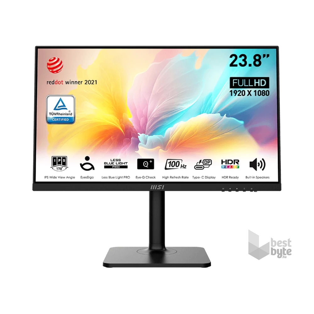 MSI 23,8" Modern MD2412P FHD IPS 100Hz HDMI/USB-C fekete Business monitor