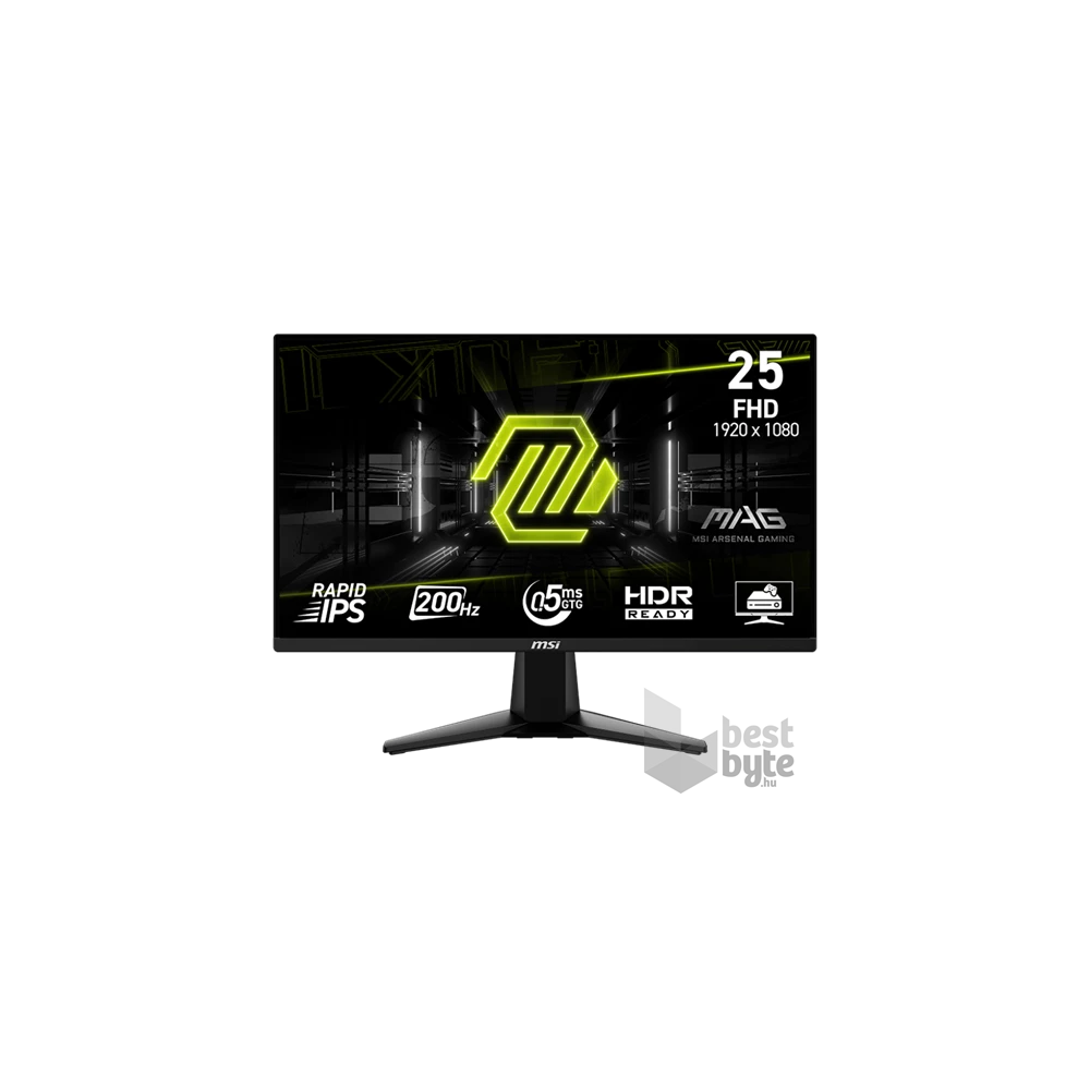 MSI 24,5" MAG 255F E20 FHD Rapid IPS 200Hz HDMI/DP fekete gamer monitor