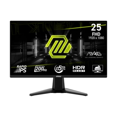 MSI 24,5" MAG 255F E20 FHD Rapid IPS 200Hz HDMI/DP fekete gamer monitor