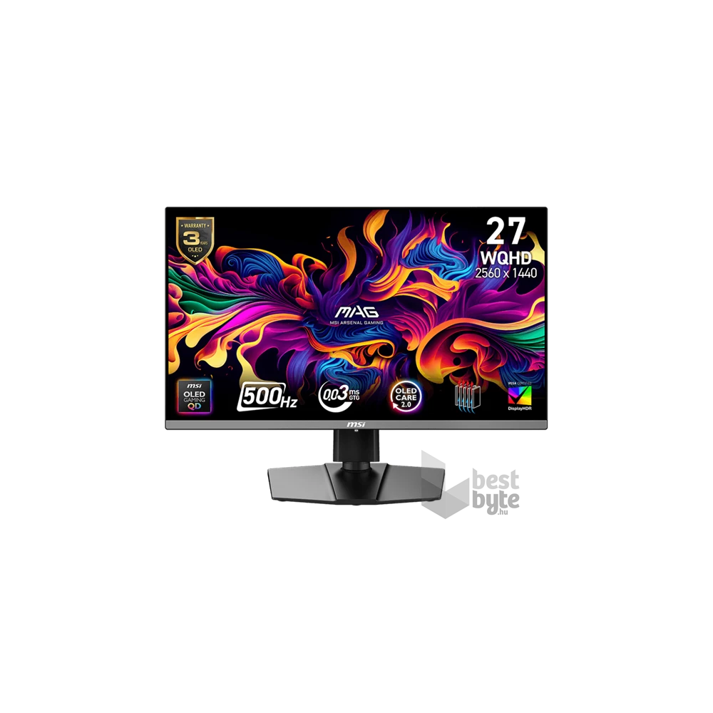 MSI 26,5" MAG 272QP X50 QHD QD-OLED 500Hz HDMI/DP/USB-C gamer monitor