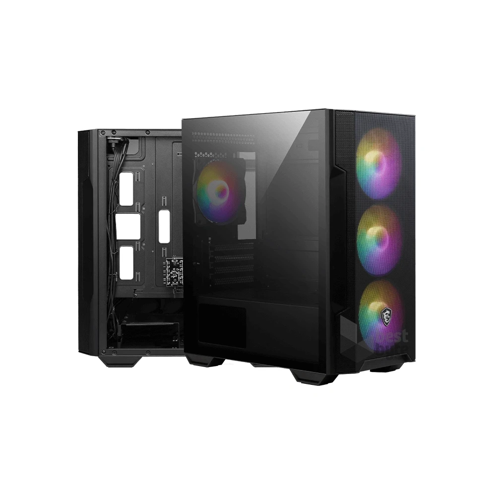 MSI FORGE M100R (táp nélküli) ablakos 4xARGB fekete mATX ház