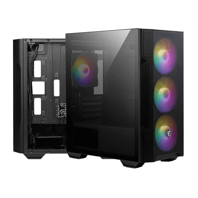 MSI FORGE M100R (táp nélküli) ablakos 4xARGB fekete mATX ház