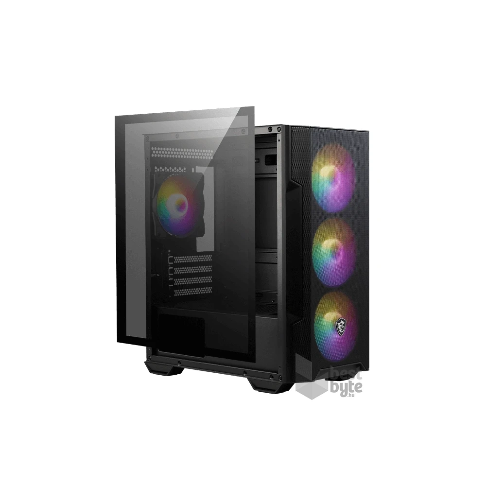 MSI FORGE M100R (táp nélküli) ablakos 4xARGB fekete mATX ház