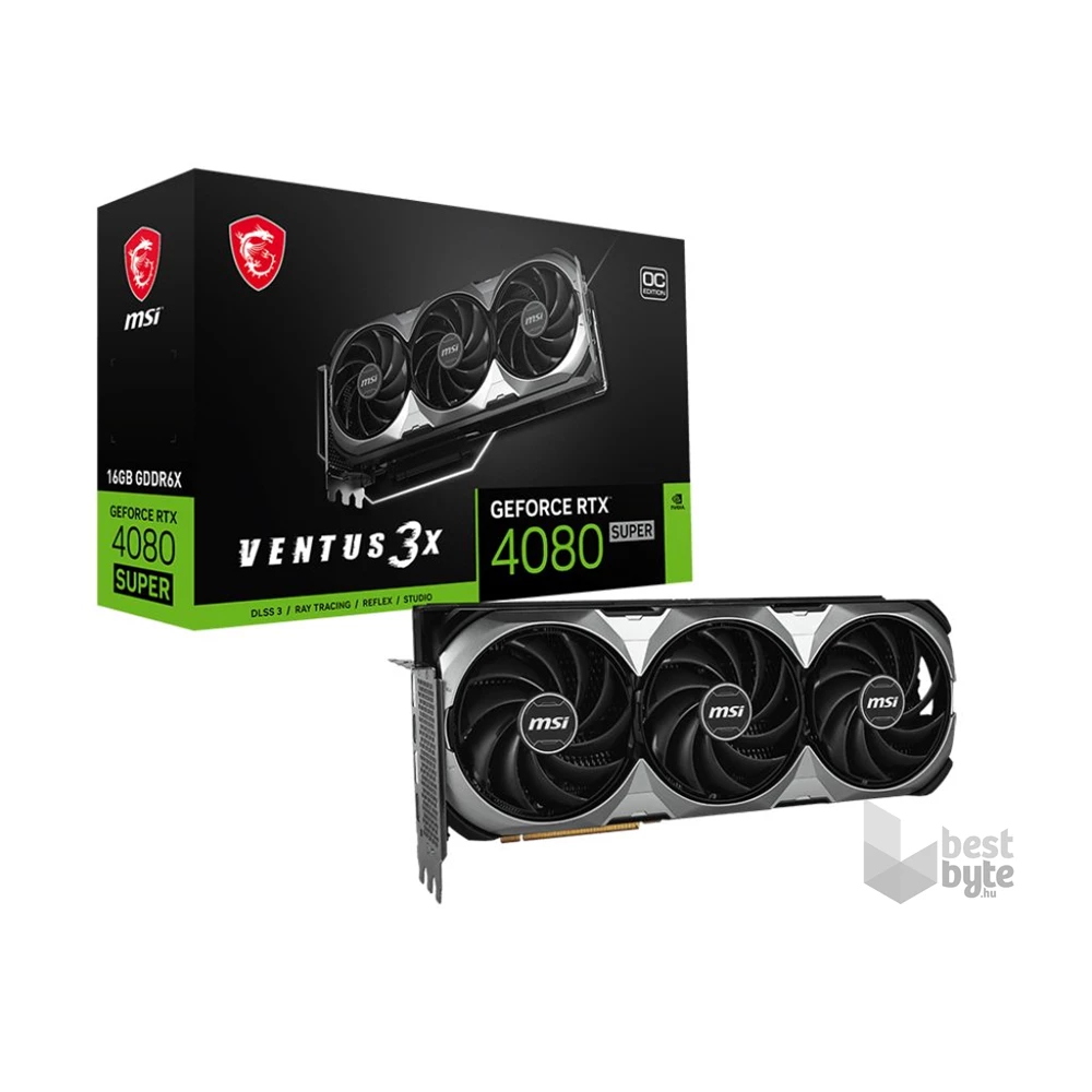 MSI GEFORCE RTX 4080 SUPER 16G VENTUS 3X OC nVidia 16GB GDDR6X 256bit PCIe videókártya