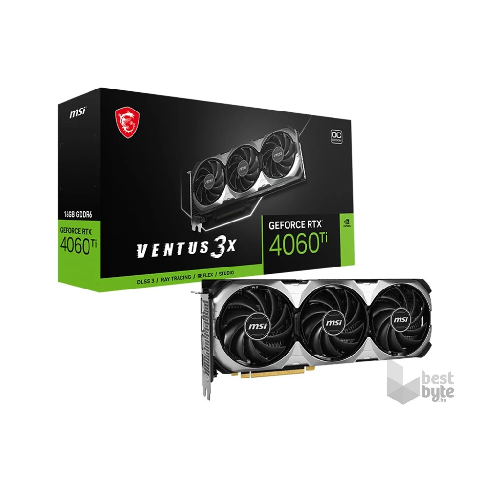 MSI GeForce RTX 4060 Ti VENTUS 3X 16G OC nVidia 16GB GDDR6 128bit PCIe videókártya