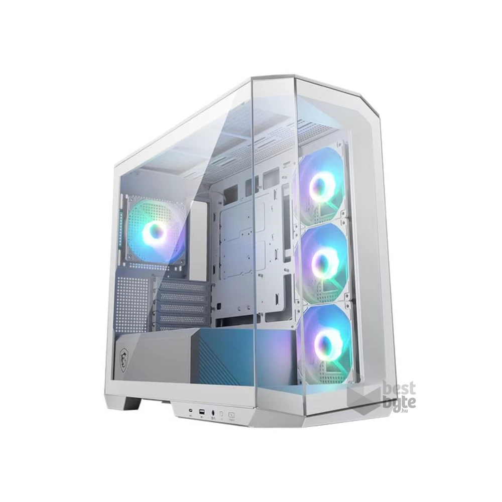 MSI PANO M100R PZ WHITE ARGB (táp nélküli) ablakos mATX ház