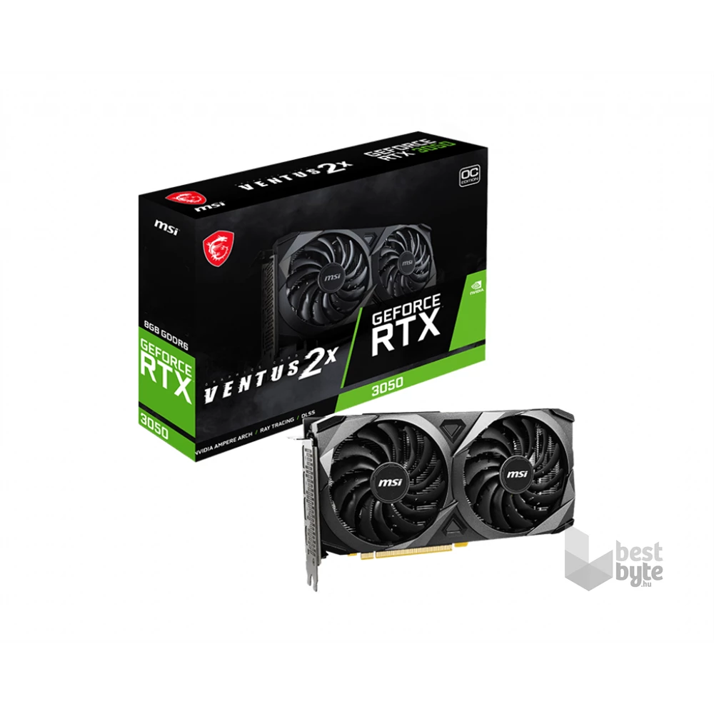 MSI RTX 3050 VENTUS 2X 8G OC nVidia 8GB GDDR6 128bit PCIe videokártya