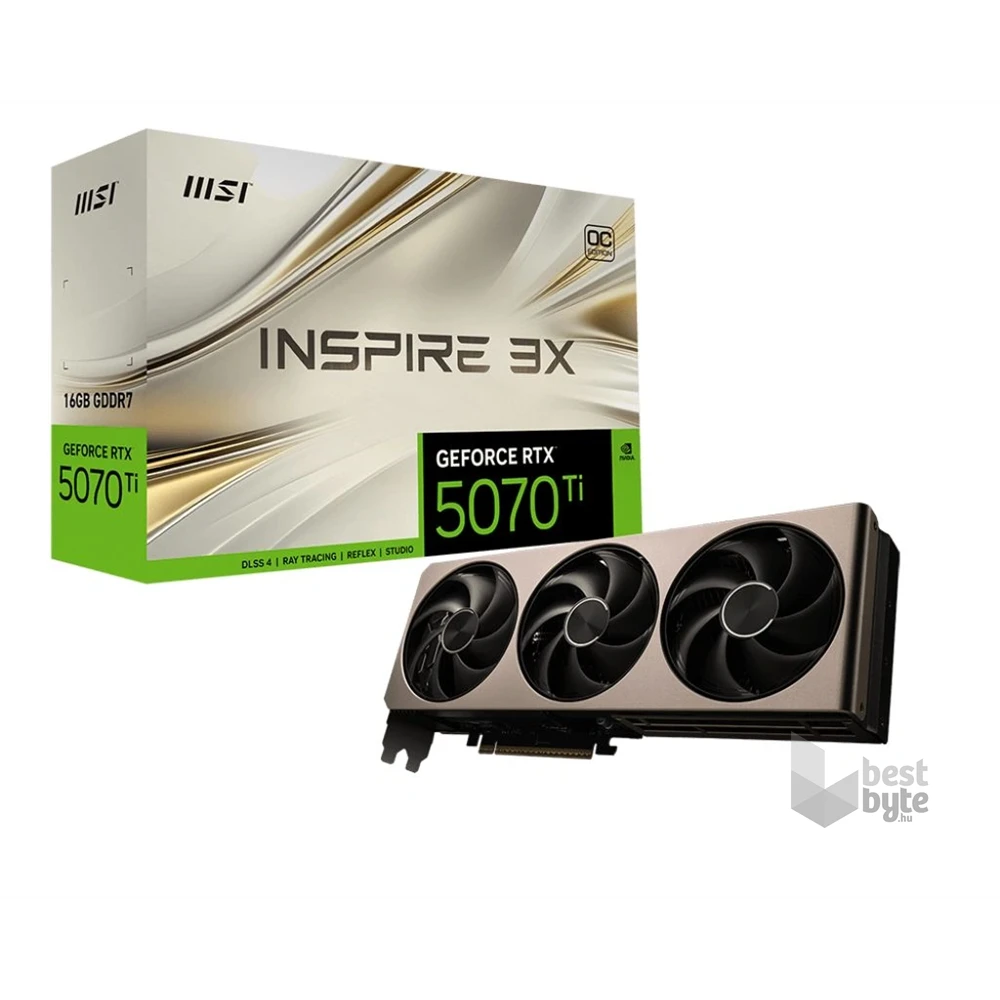 MSI RTX 5070 Ti Inspire nVidia 16GB DDR7 PCIe videókártya