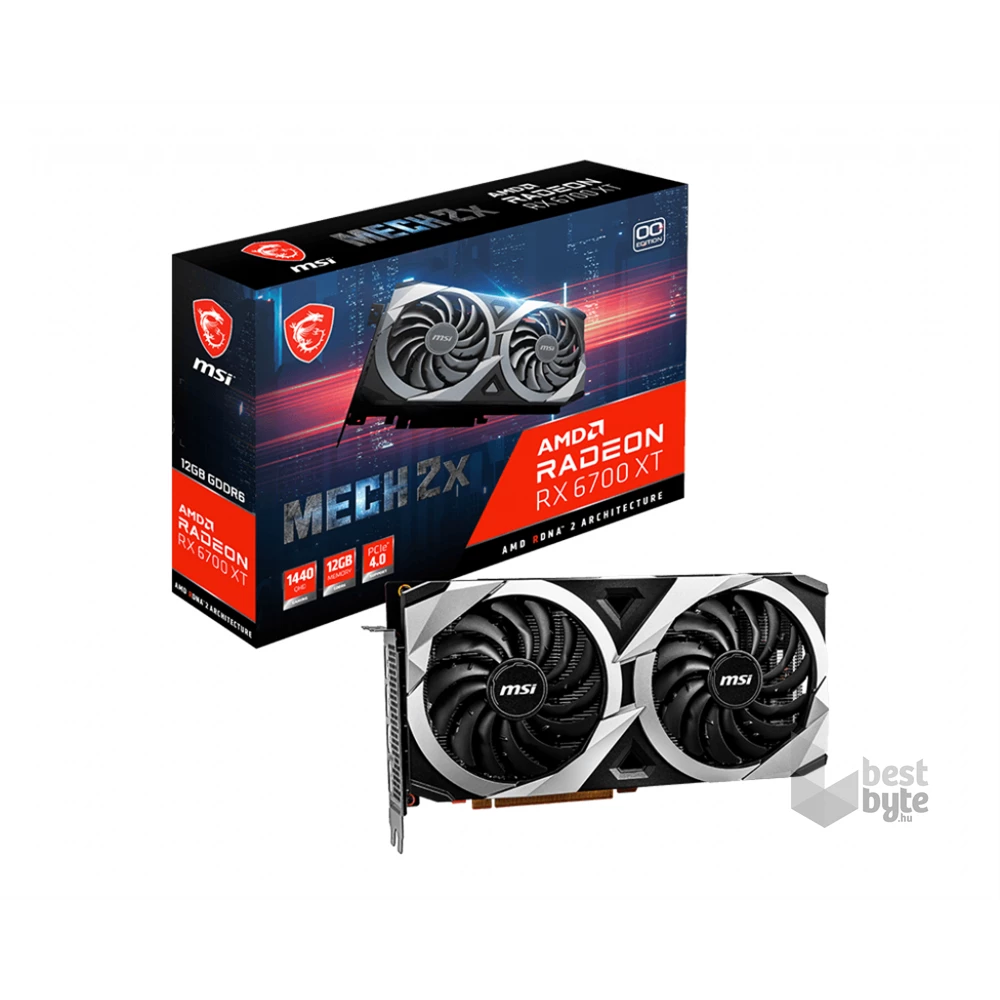 MSI RX 6700 XT MECH 2X 12G AMD 12GB GDDR6 192bit PCIe videokártya