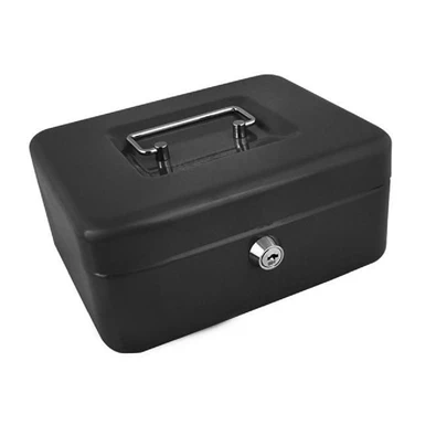 Malatec 20x16x9cm fekete fém kulcsos pénzkazetta