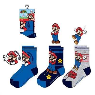 Mario - Kék zokni 3-as szett 23/26 méret