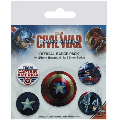 Marvel Captain America Civil War Team Cap kitűző csomag