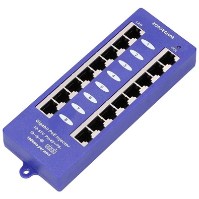 MaxLink 8 Port Gigabit 12V~57V DC PoE Injector