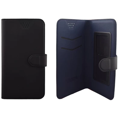 Max Mobile 5,2"-ig fekete-kék öntapadós univerzális oldalra nyíló tok