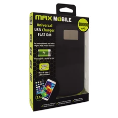 Max Mobile Flat DM 10000mA 2x USB kijelzős fekete power bank