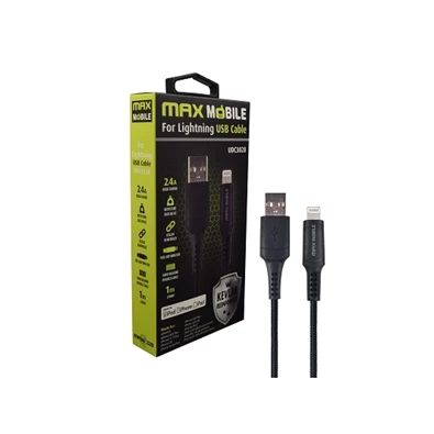 Max Mobile Kevlar UDC3028 iPhone 5/6/7/8/X MFI fekete Lightning adatkábel