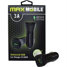 Max Mobile Qualcomm 3A autós univerzális fekete autós gyorstöltő