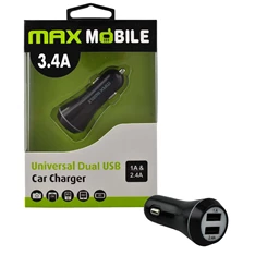 Max Mobile SC-127 3.4A fekete duó USB autós töltő
