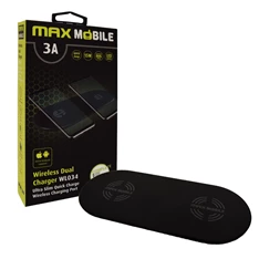 Max Mobile WL034 3A 15W Qi vezeték nélküli fekete dupla gyorstöltő