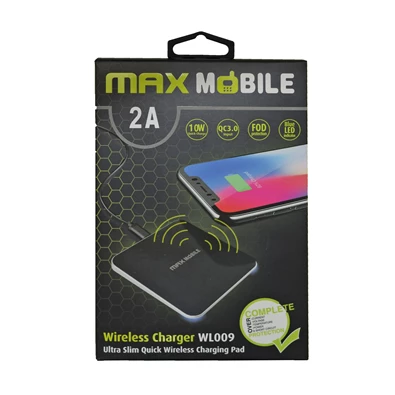 Max Mobile WL-009 2A Qi fekete vezeték nélküli gyorstöltő