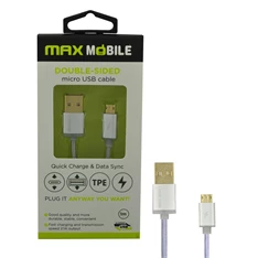 Max Mobile 1m szimmetrikus csatlakozású ezüst Micro USB kábel
