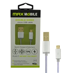 Max Mobile 2m szimmetrikus csatlakozású ezüst Micro USB kábel