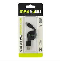 Max Mobile fekete Micro USB önbetekerős kábel