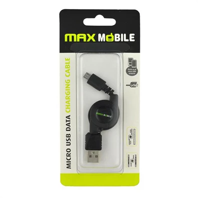 Max Mobile fekete Micro USB önbetekerős kábel