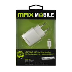 Max Mobile 2,4A Lightning 2in1 MFI kábelszett és töltő