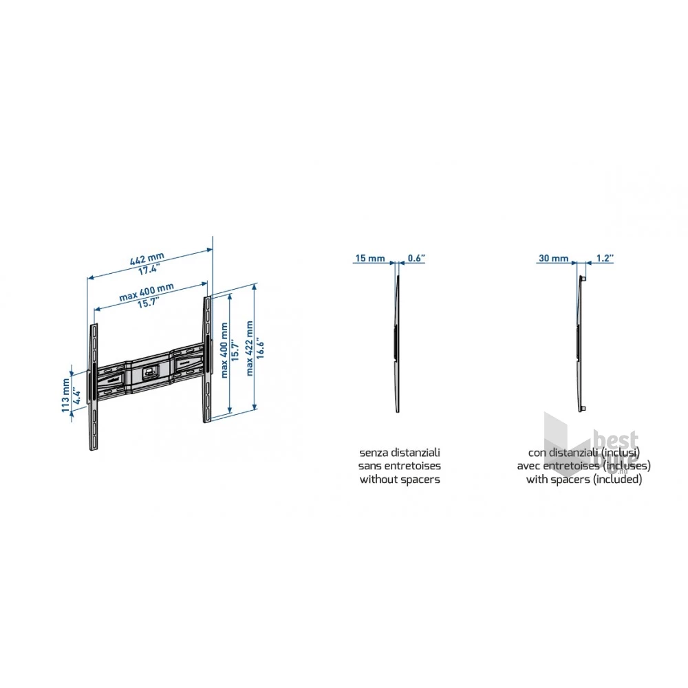Meliconi SlimStyle Plus 400 S 40"-82" VESA 400x400 fix fali konzol