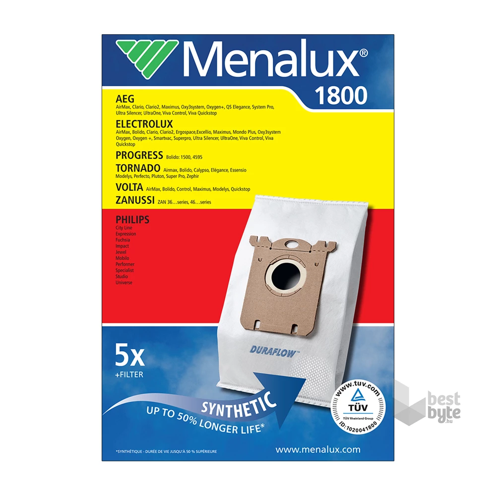 Menalux 1800 5 db szintetikus porzsák+1 mikroszűrő