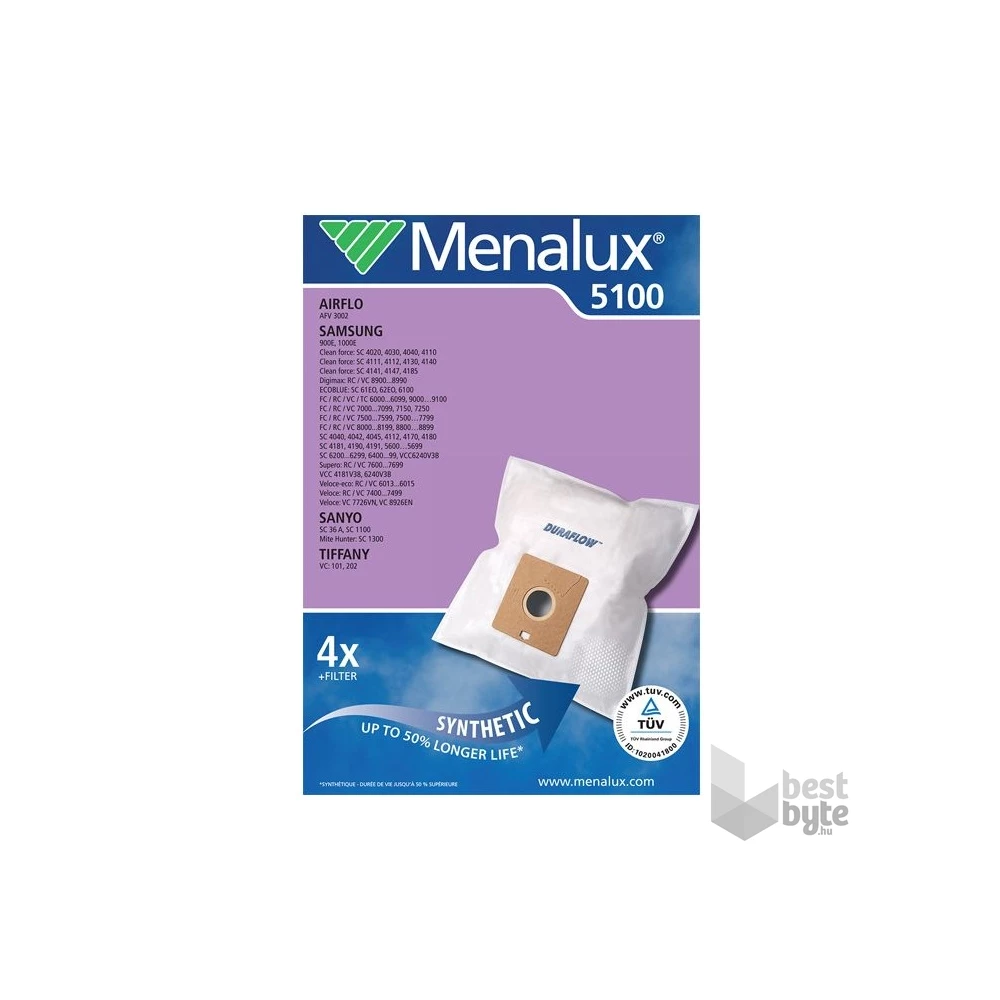 Menalux 5100 4 db szintetikus porzsák+1 motorszűrő