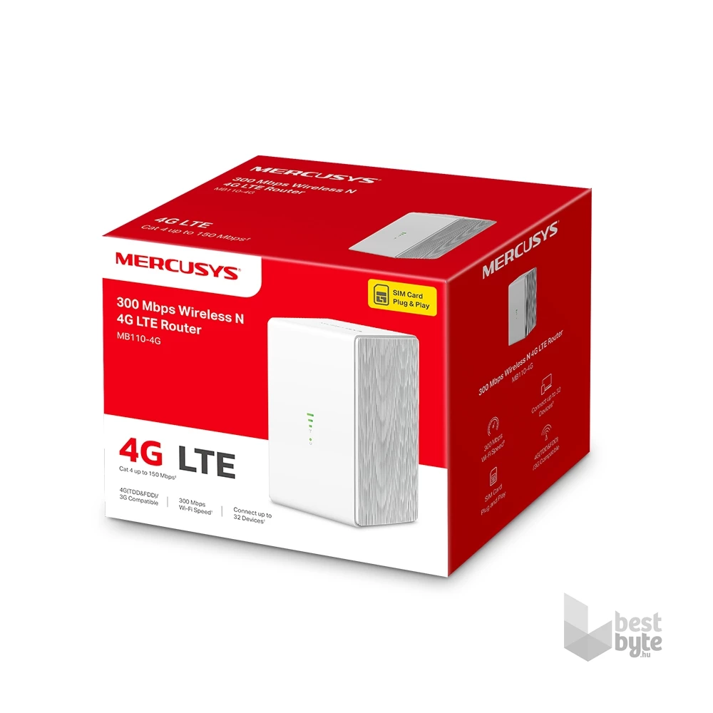 Mercusys MB110-4G 300 Mbps vezeték nélküli fehér N 4G LTE router